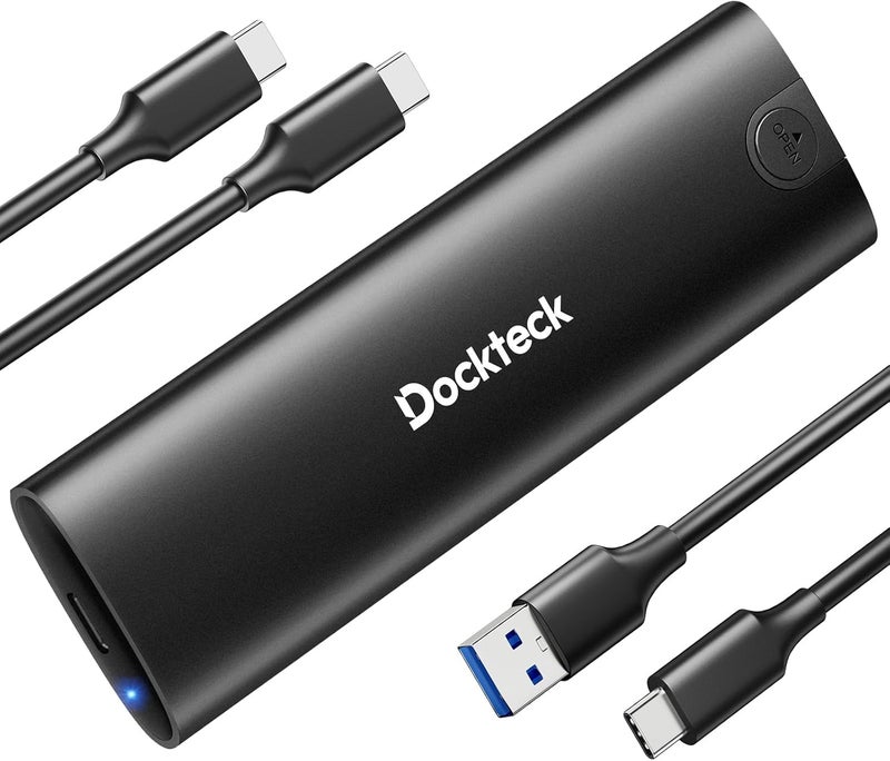 Dockteck M.2 NVMe SATA SSD Enclosure Adapter, Tool-Free USB 3.2 Gen 2 10Gbps NVMe to USB Adapter for SSDs 2230/2242/2260/2280, External Solid State Drive Case Supports M-Key/B+M Key and UASP (Black) - Image 1
